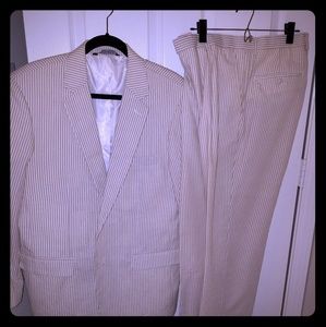 Cream and White Seersucker Suit